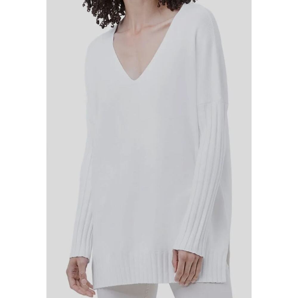 French Connection Women's White Winter Baby Soft Ribbed Sweater Size L